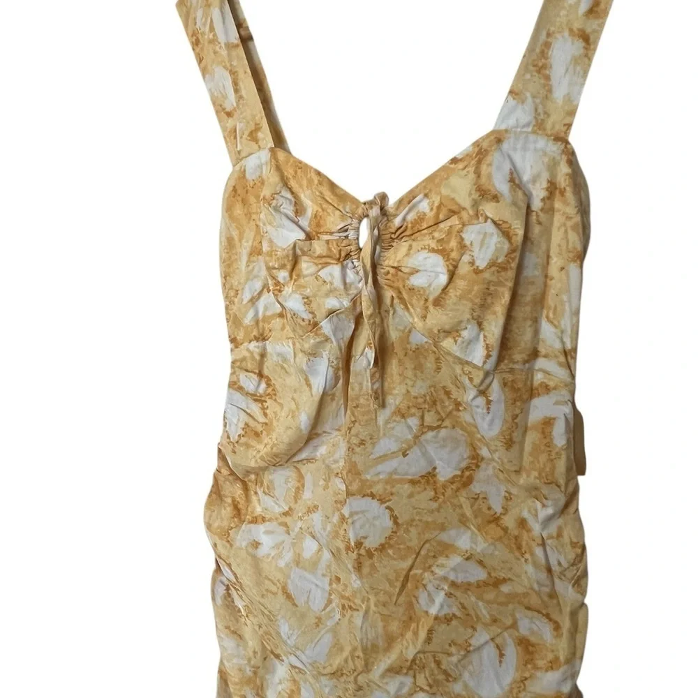 Louna Mini Dress – White & Yellow – Size Large – Perfect for Spring & Summer!